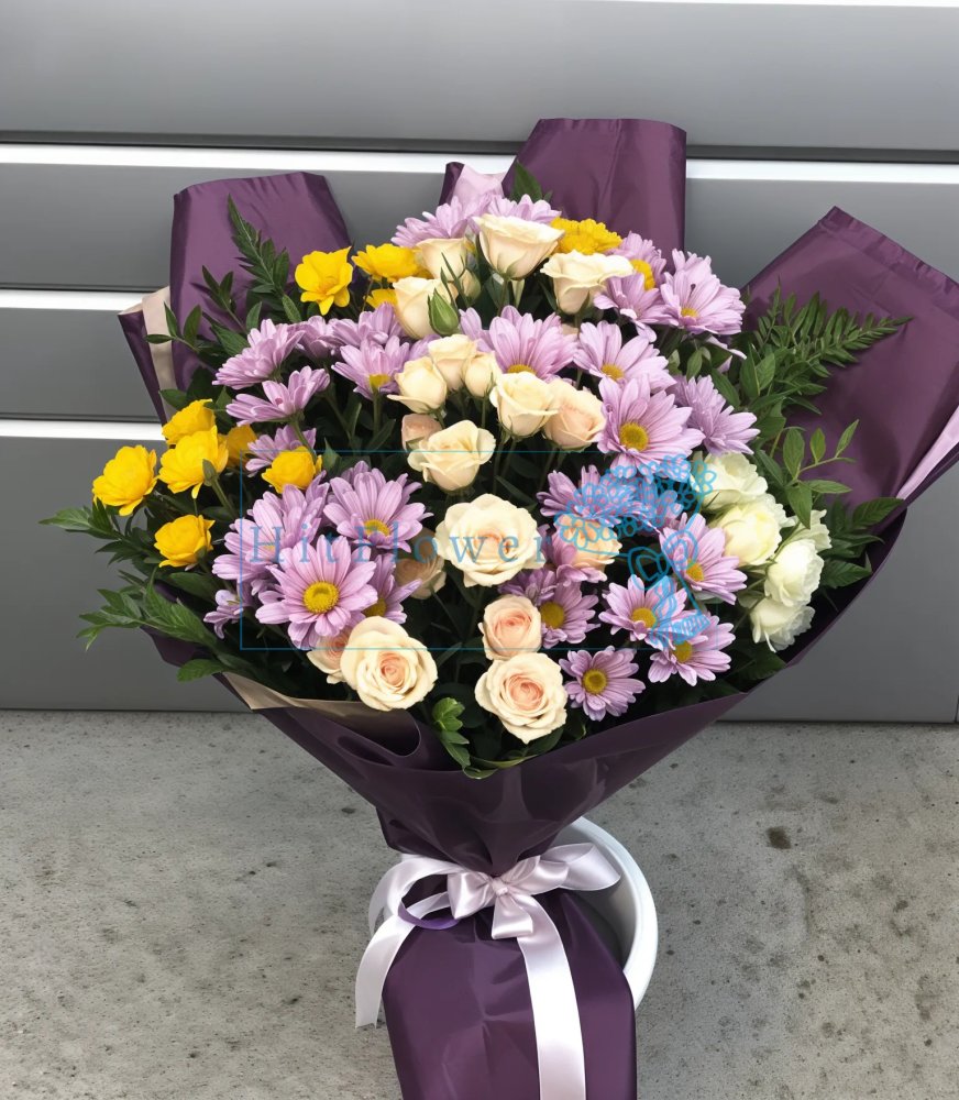 Букет цветов из: Розы и Хризантемы